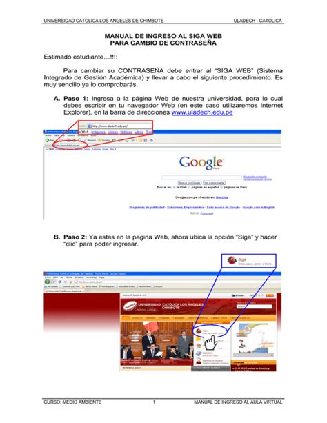 MANUAL DE INGRESO AL SIGA WEB POR PRIMERA VEZ .